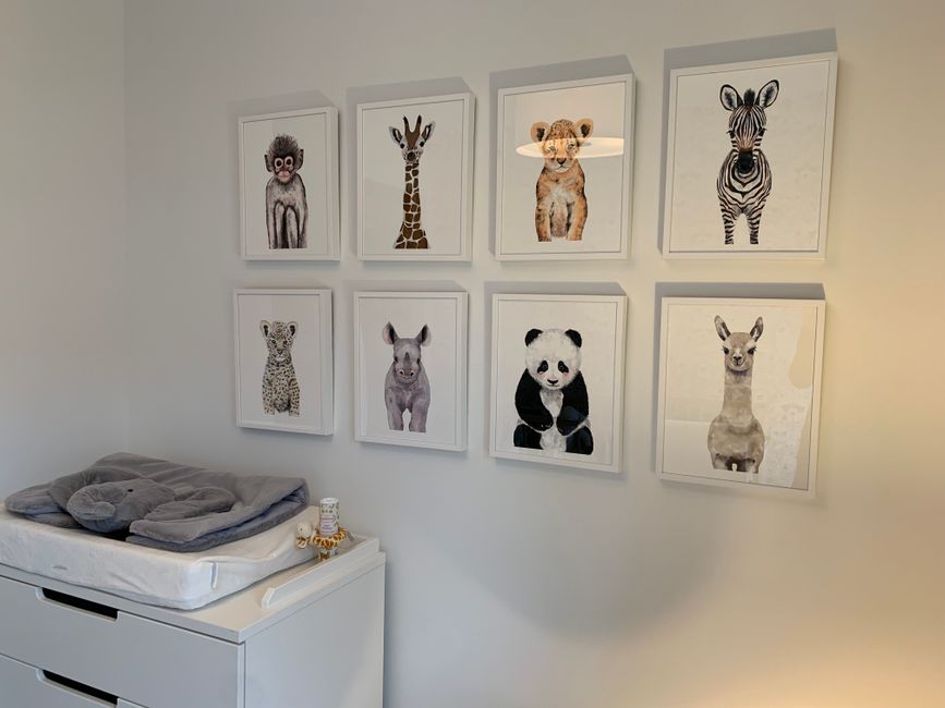 Een woonkamer met aangepaste plexiglas foto.